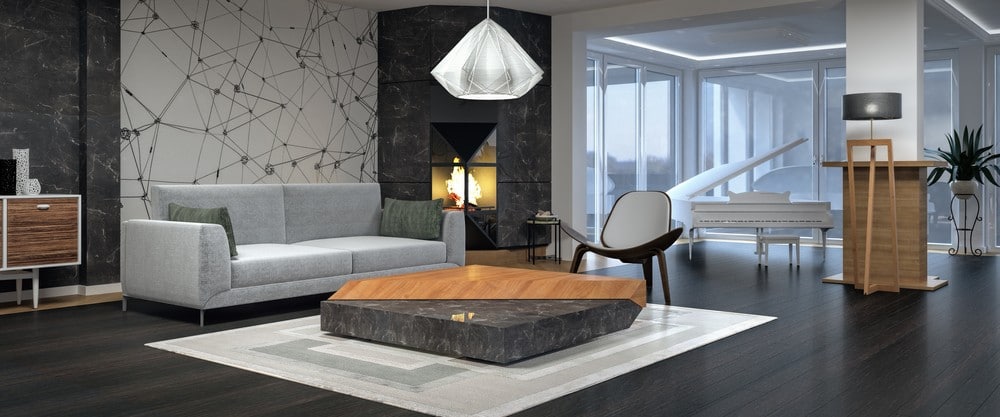 Modern interior design of living room 3D illustration 3D rendering