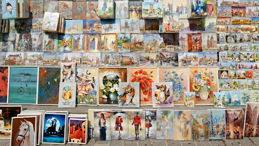 A large collection of artwork